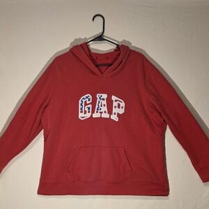 GAP Red Pullover Hoodie with Patterned Logo